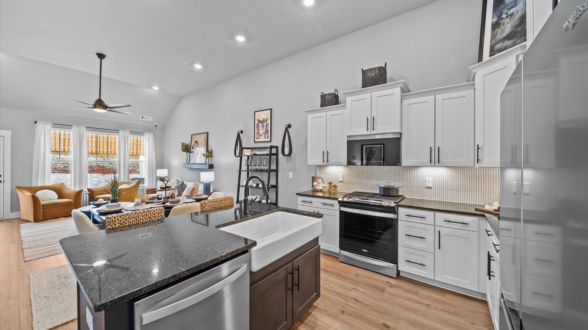 Tasteful kitchen with a streamlined island and modern finishes in a first-class DRB Homes design