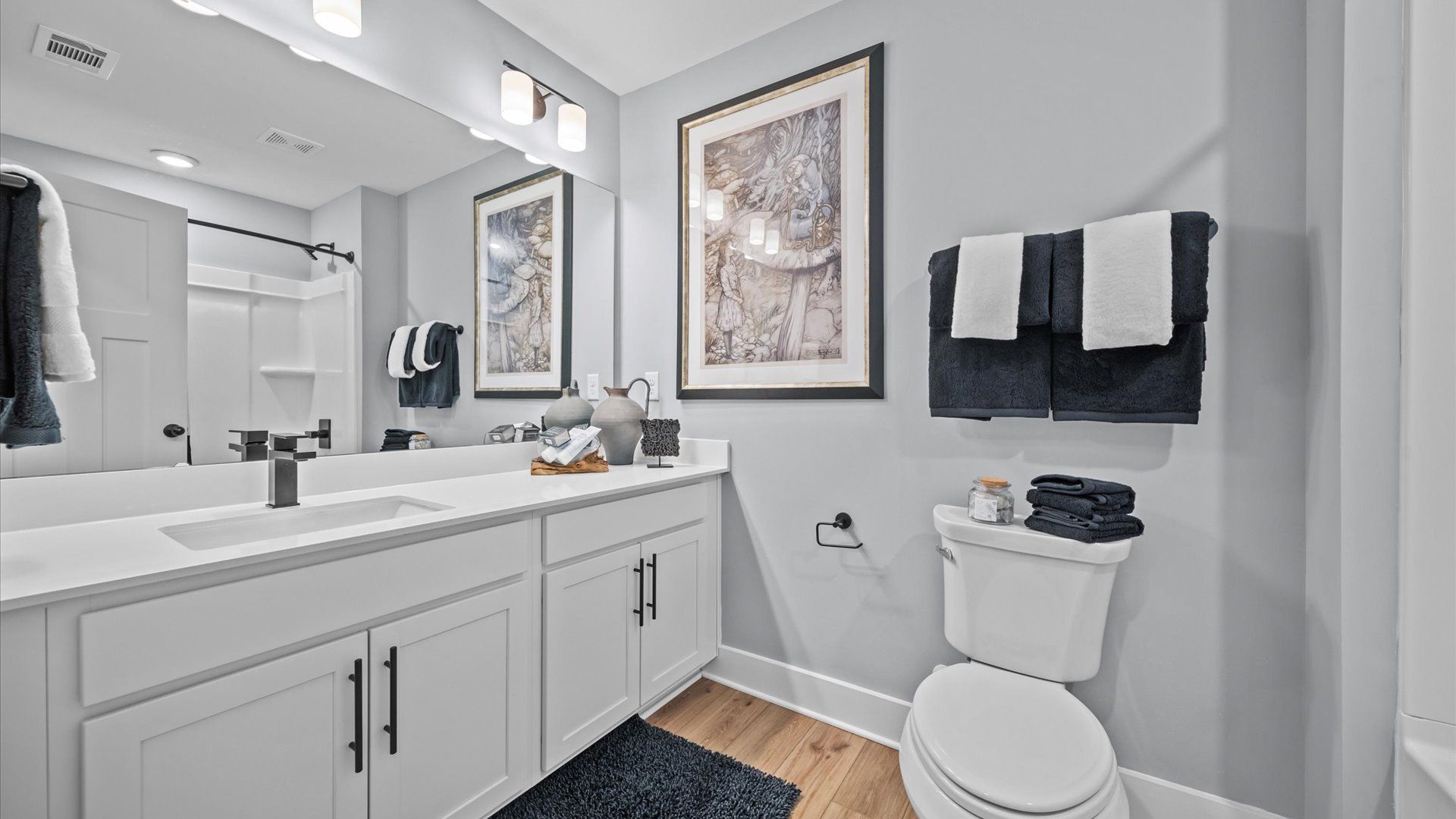 Spacious and modern bathroom with first-class vanity setup