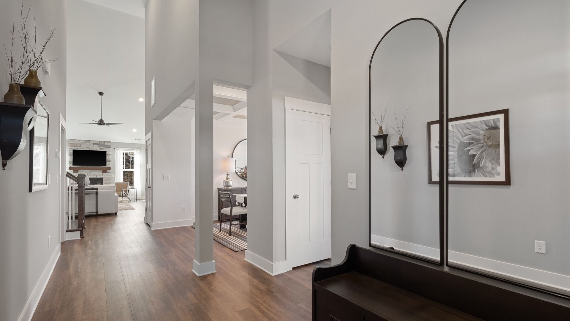 Stunning two-story vaulted ceiling entryway and hallway at Walnut Ridge by DRB Homes in Inman, SC
