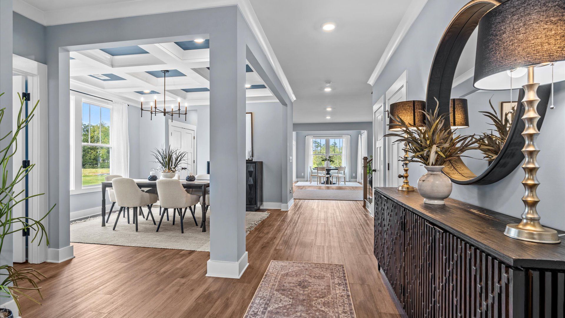 Entryway with hardwood flooring in two story home at Mulberry Estates by DRB Homes in Simpsonville, SC