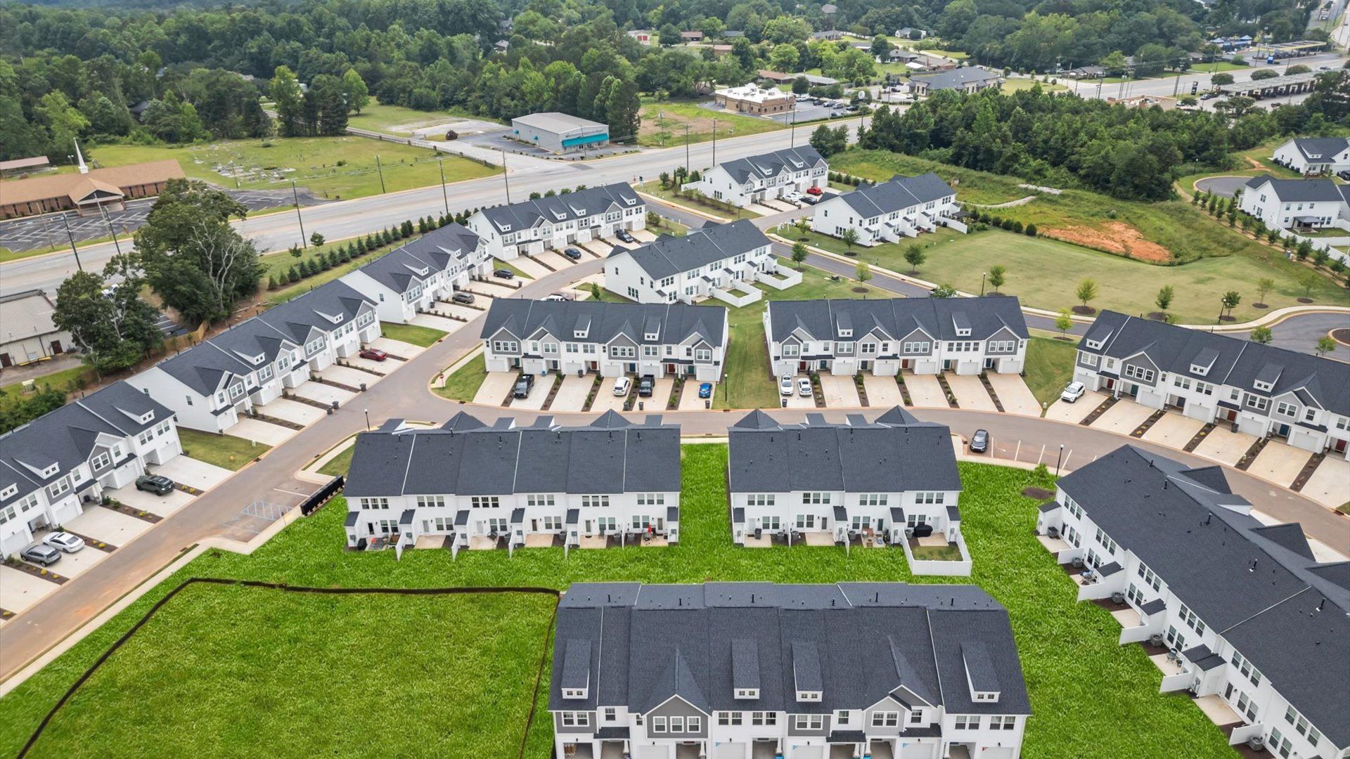Two story townhomes in the new Hickory Heights community by DRB Homes near Downtown Greenville, SC