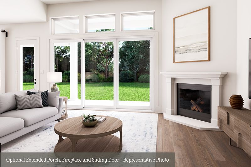 Optional Extended Porch, Fireplace and Sliding Door