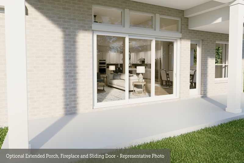 Optional Extended Porch, Fireplace and Sliding Door