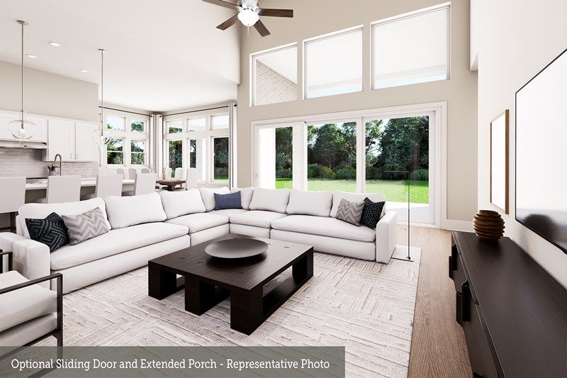 The Delgado - Family Room - Optional Sliding Door and Extended Porch