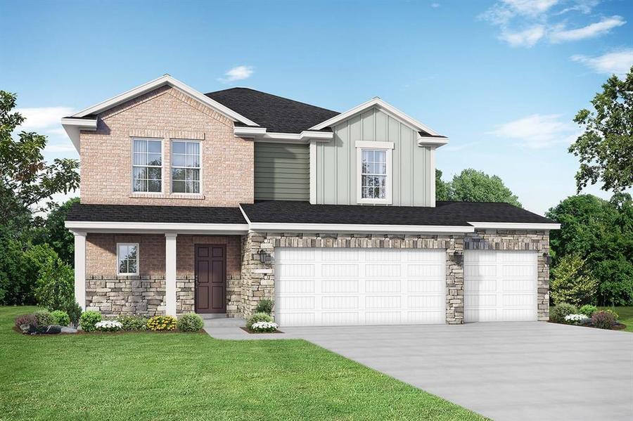 The Tierra C with 3-Car Garage by Davidson Homes LLC in Houston TX