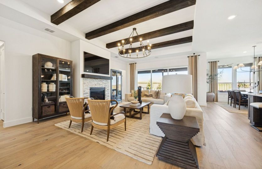 Gathering room with optional beams