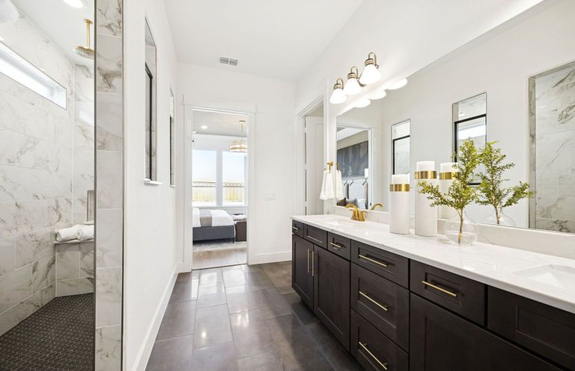 Owner's bath with double vanity and spa-shower