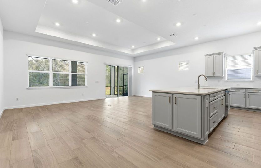 Open Kitchen to Gathering Room to Cafe