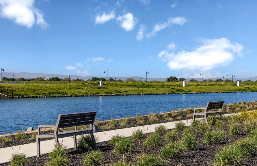 Walking path with seating