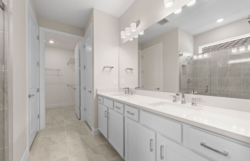 Owners bathroom with dual sinks
