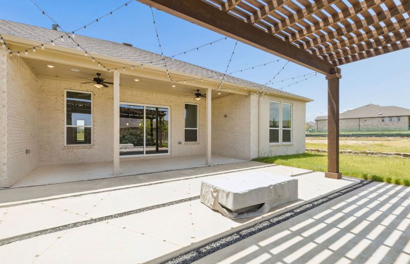 Large covered patio and pergola