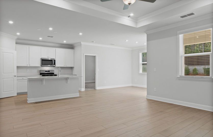 Gathering room and kitchen
