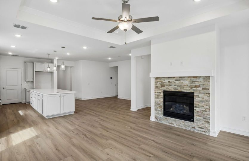 View of kitchen from living room
