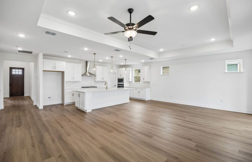 View of kitchen from living room