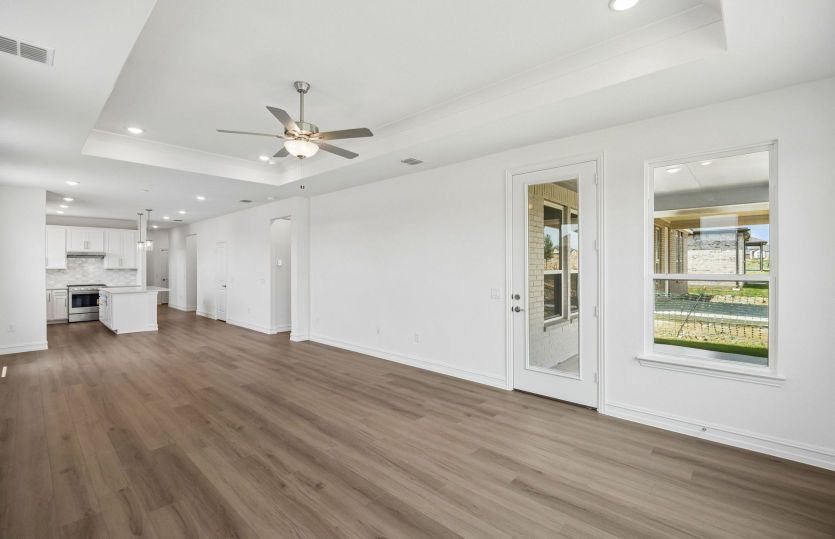 View of kitchen from living room