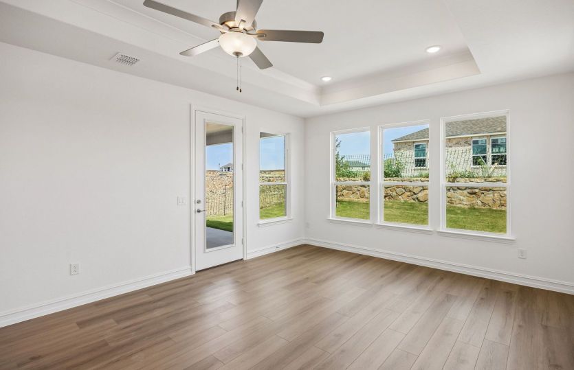 Dining area with backyard access