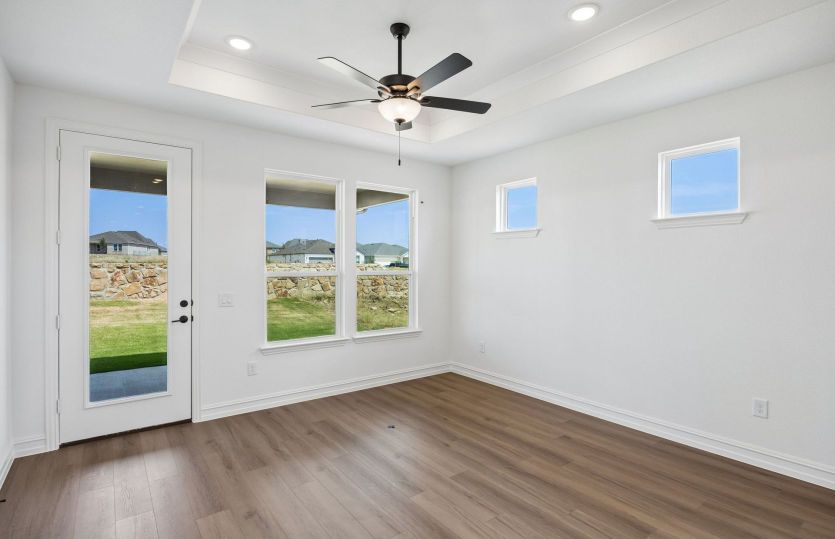 Dining area with backyard access