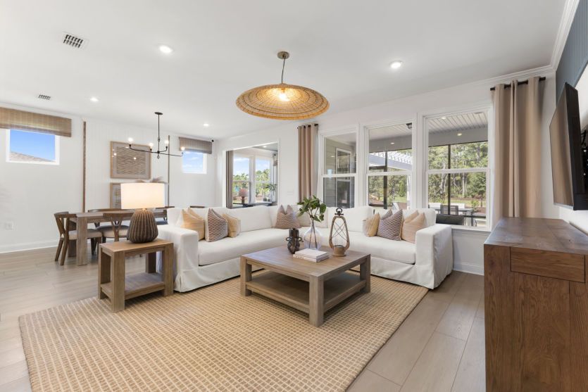 Bright and spacious gathering room with plenty of space to entertain guests.