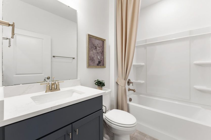 Secondary bathroom with a spa-like soaking tub.