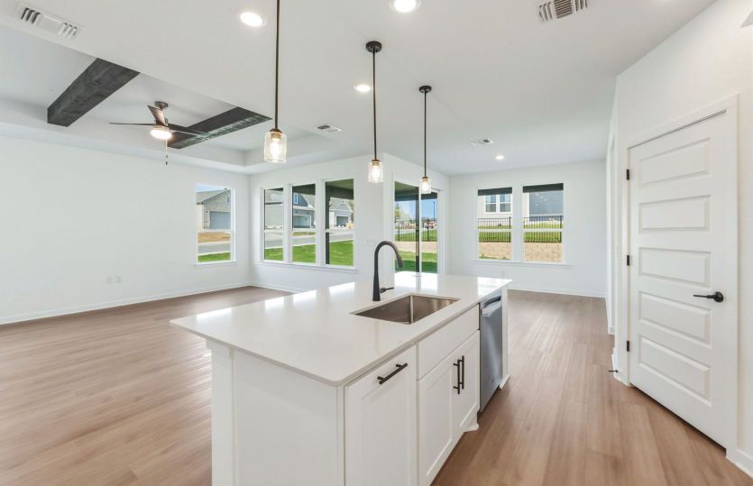 Beautiful pendent lighting shown in kitchen