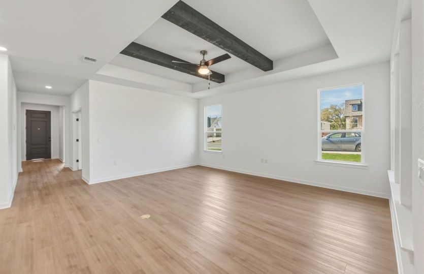 Optional tray ceiling shown in living room