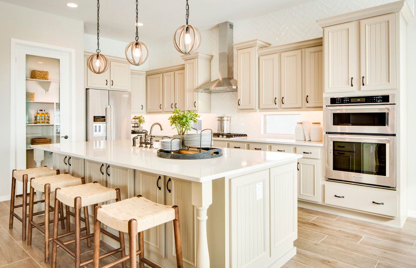 Elegant kitchen with decorative lighting
