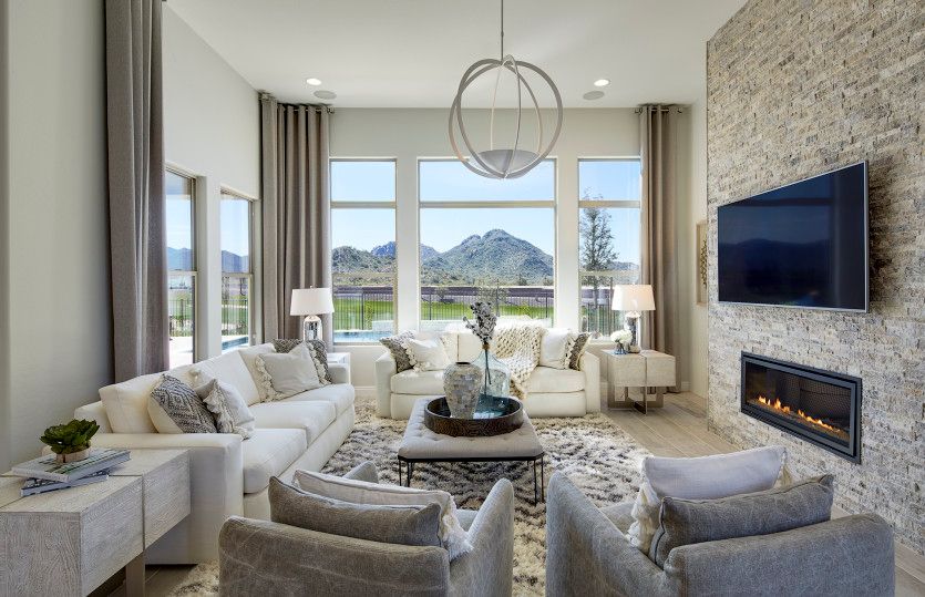 The gathering room features a cozy fireplace and plenty of room for get-togethers