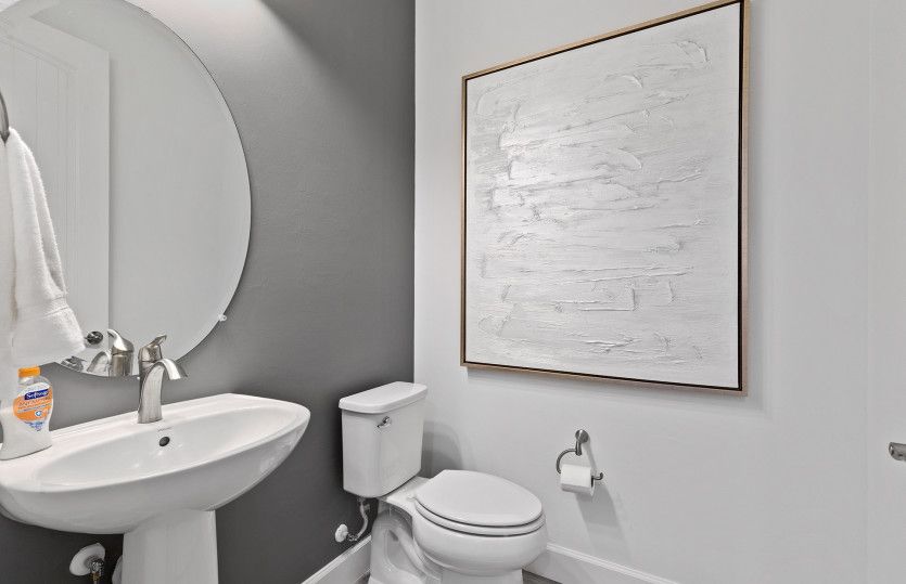 Powder bath located off gathering space