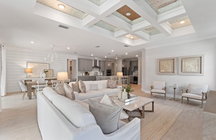 Spacious gathering room with optional tray ceiling