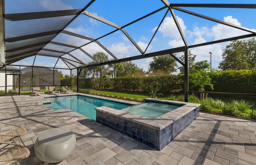 Screened-in lanai with pool and spa