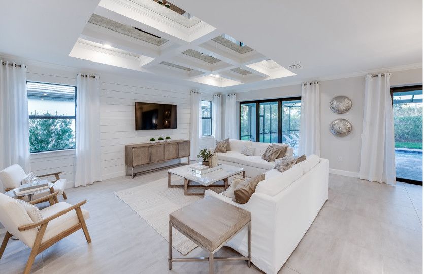 Detailed coffered ceiling option, a great new home feature