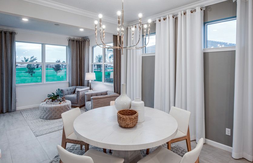 Café overlooking kitchen and gathering room