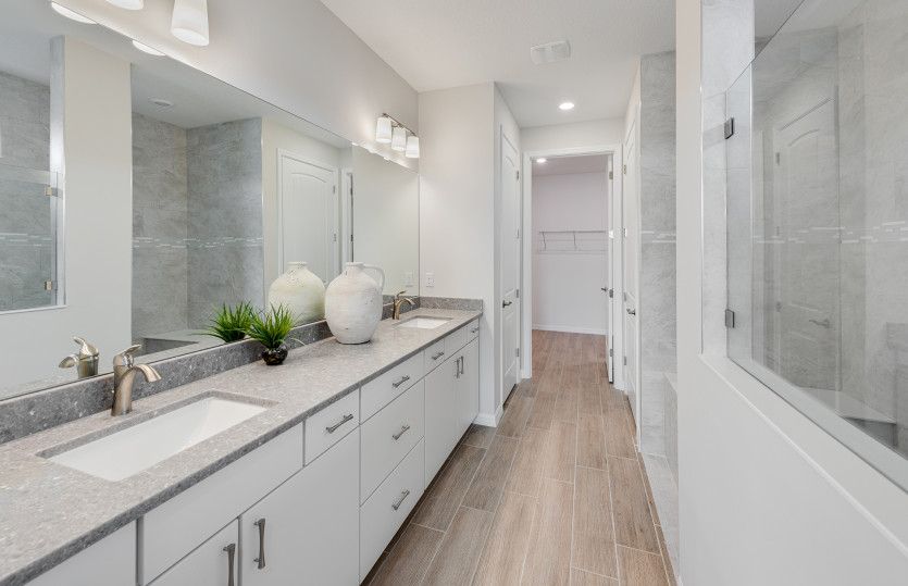 Owner's bathroom with dual sink vanity