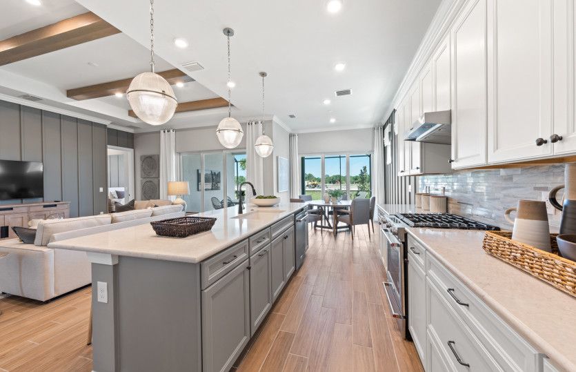 Kitchen with flow-through layout