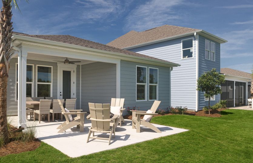Enjoy your covered patio or lounge in the sun. Model Representation.