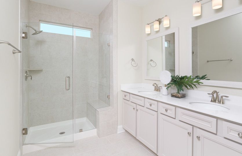 Owner's Bath with Dual Bowl Vanity and Walk-In Shower