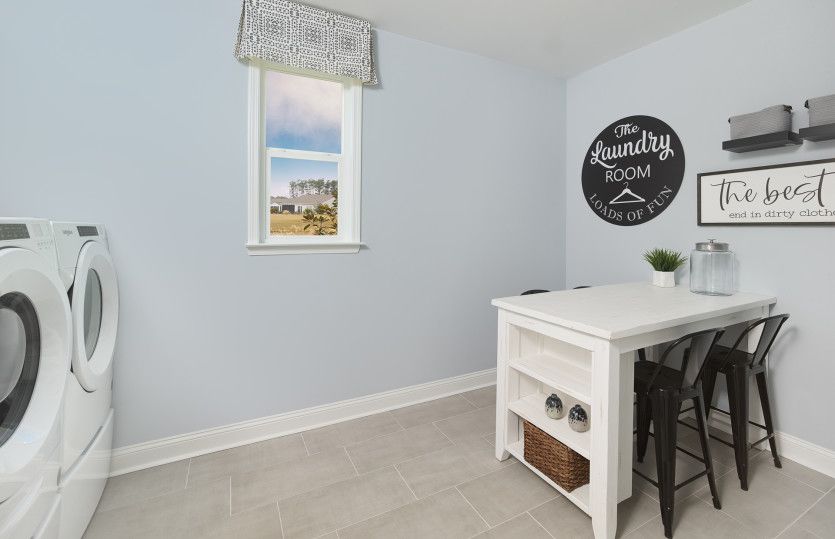 Wash and fold your linen in the Laundry Room with a window.