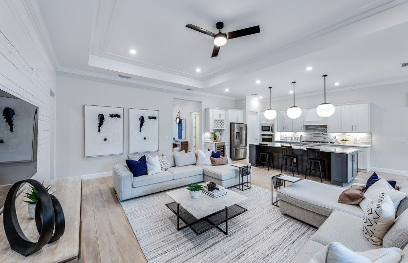 Connected living and dining spaces