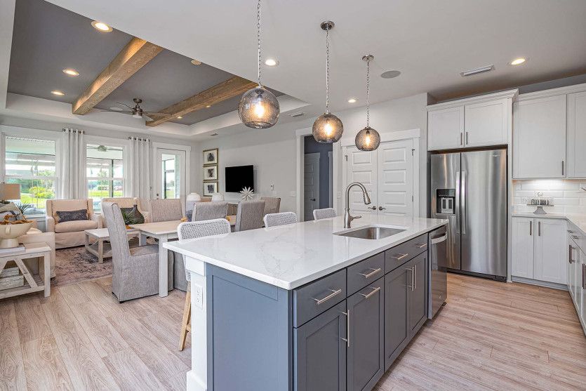 Large Kitchen Island with Quartz Countertops
