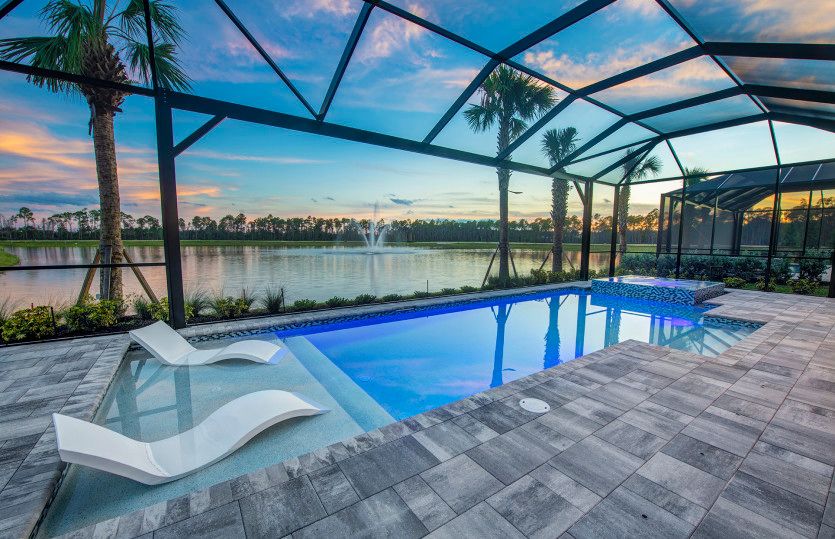 Custom pool with picture screen and water view