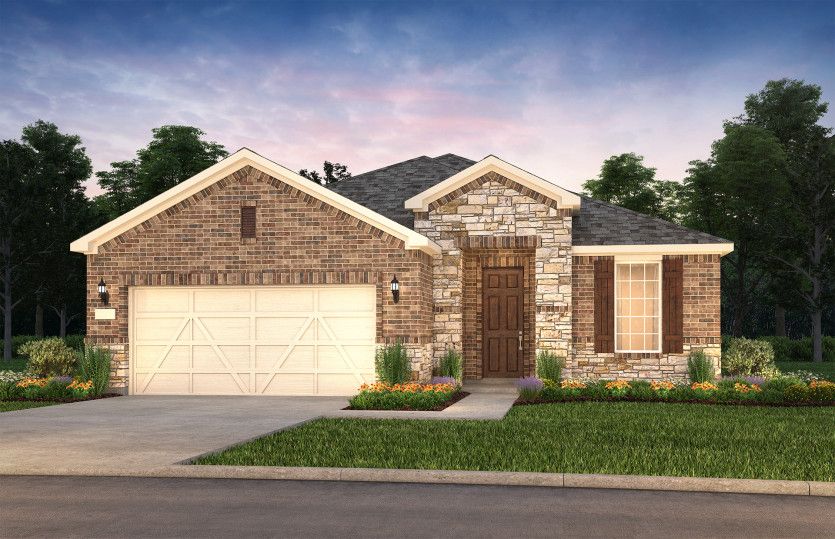 The Mainstay, a one-story home with 2-car garage, shown with Home Exterior LS204