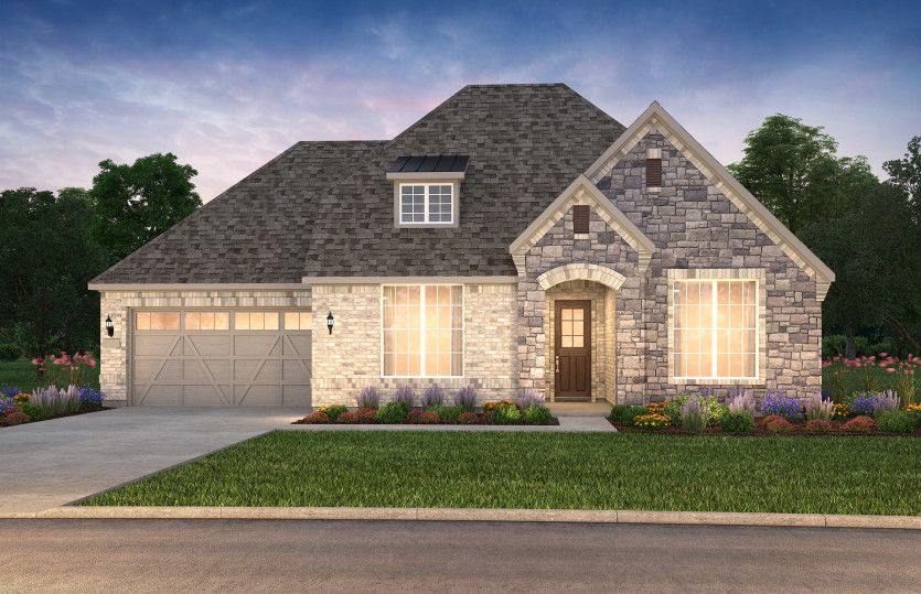 The Reverence, a one-story home with 2-car garage, shown with Home Exterior FC201
