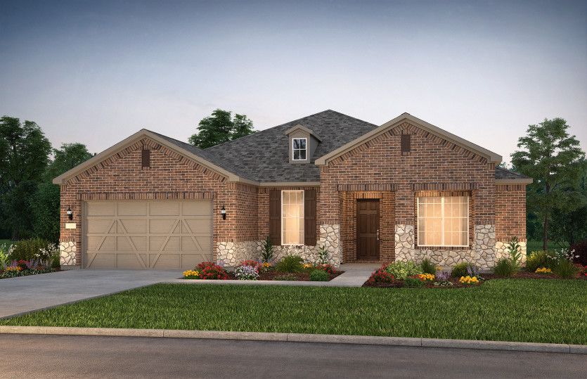 The Stardom, a one-story home with 2-car garage, shown with Home Exterior LS203