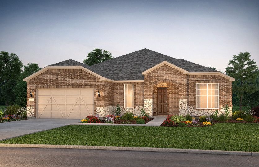 The Stardom, a one-story home with 2-car garage, shown with Home Exterior LS202