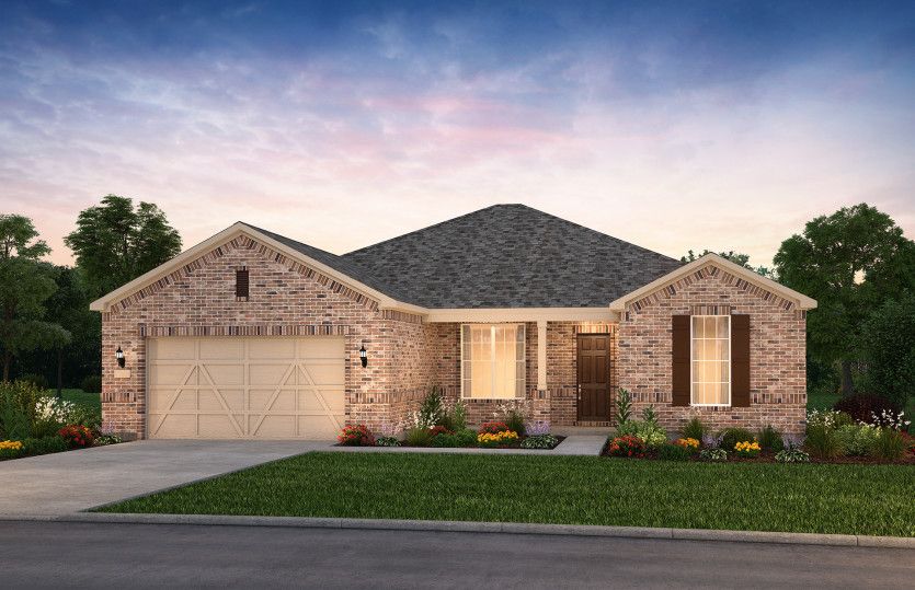 The Stellar, a one-story home with 2-car garage, shown with Home Exterior LS201