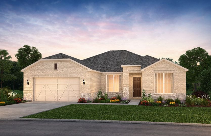The Stellar, a one-story home with 2-car garage, shown with Home Exterior LS202