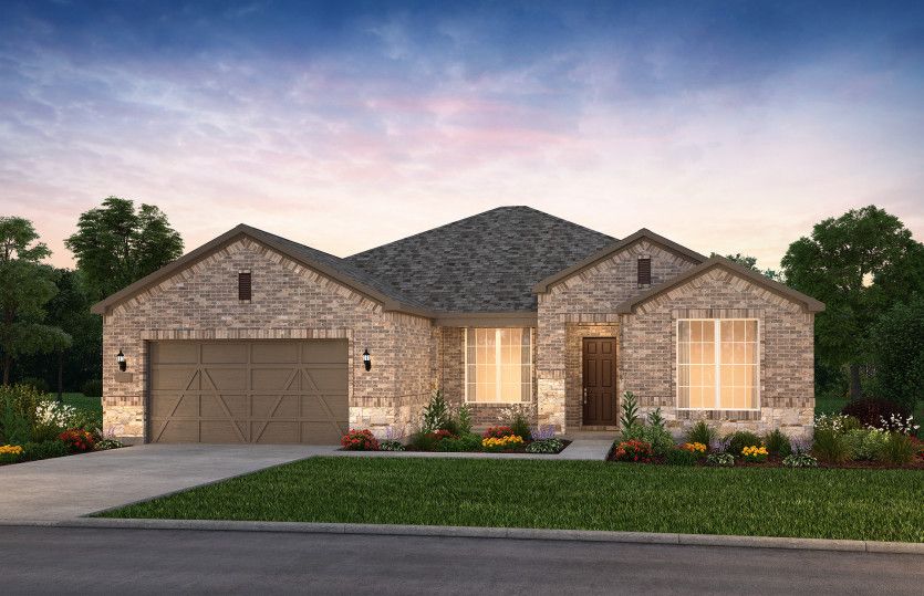 The Stellar, a one-story home with 2-car garage, shown with Home Exterior LS203