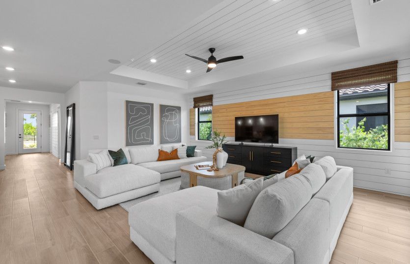 Spacious gathering room with optional tray ceiling