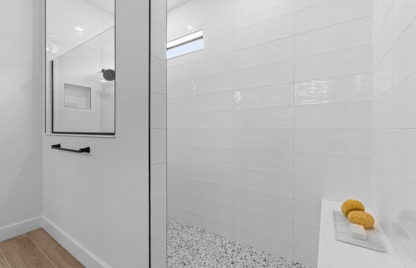 Spacious walk-in shower in owner's bath