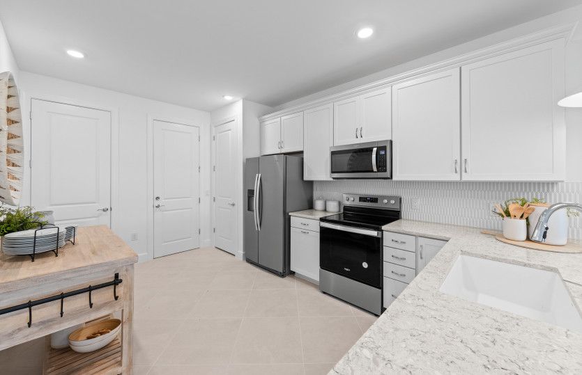 Kitchen with stainless steel appliances